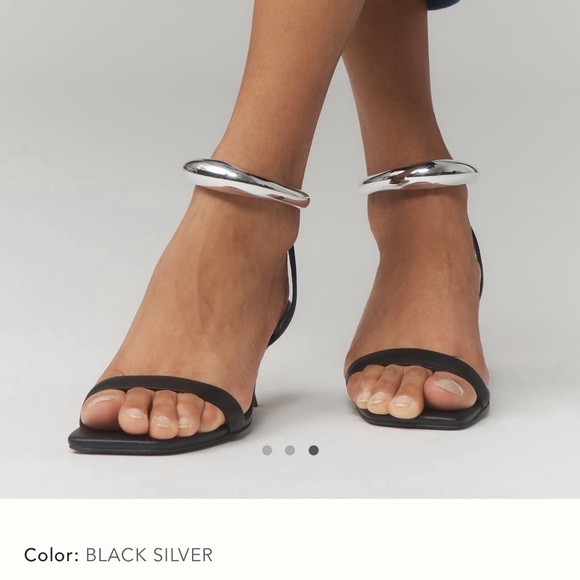 Jeffrey Campbell Black Silver Kitten Heel Sandals - Picture 2 of 8